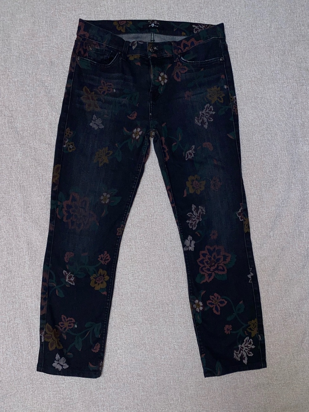 7 For All Mankind Roxanne Ankle Skinny Floral Jeans Size 30